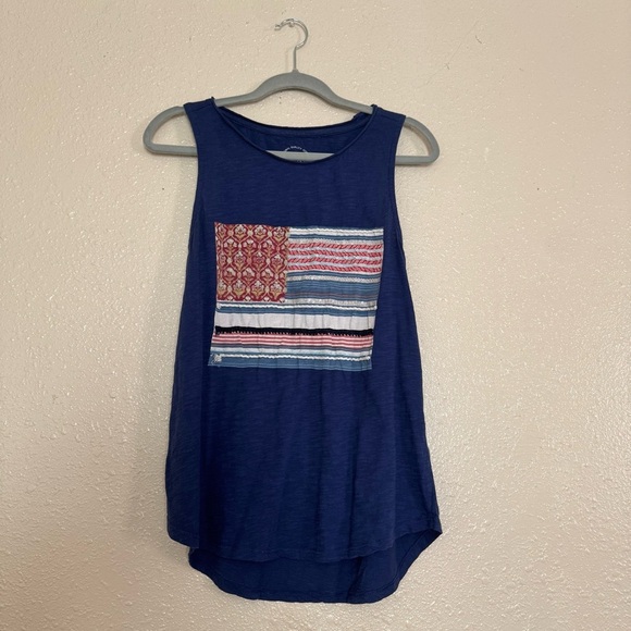 Lucky Brand Embroidery and Sequin Rug American Flag Tank - Picture 2 of 6